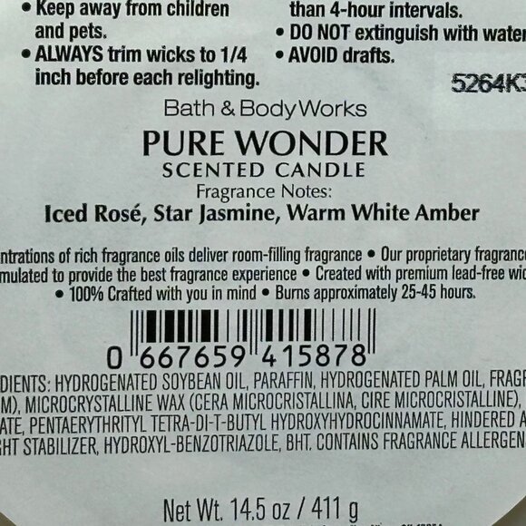 BBW Pure Wonder Bath & Body Works 3 Wick Candle - Picture 3 of 4